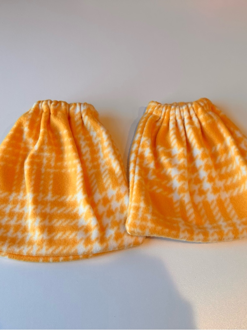 Yellow & White Plaid Fleece stirrup covers